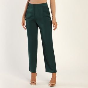 Big Picture Babe Emerald Green High-Waisted Trouser Pants